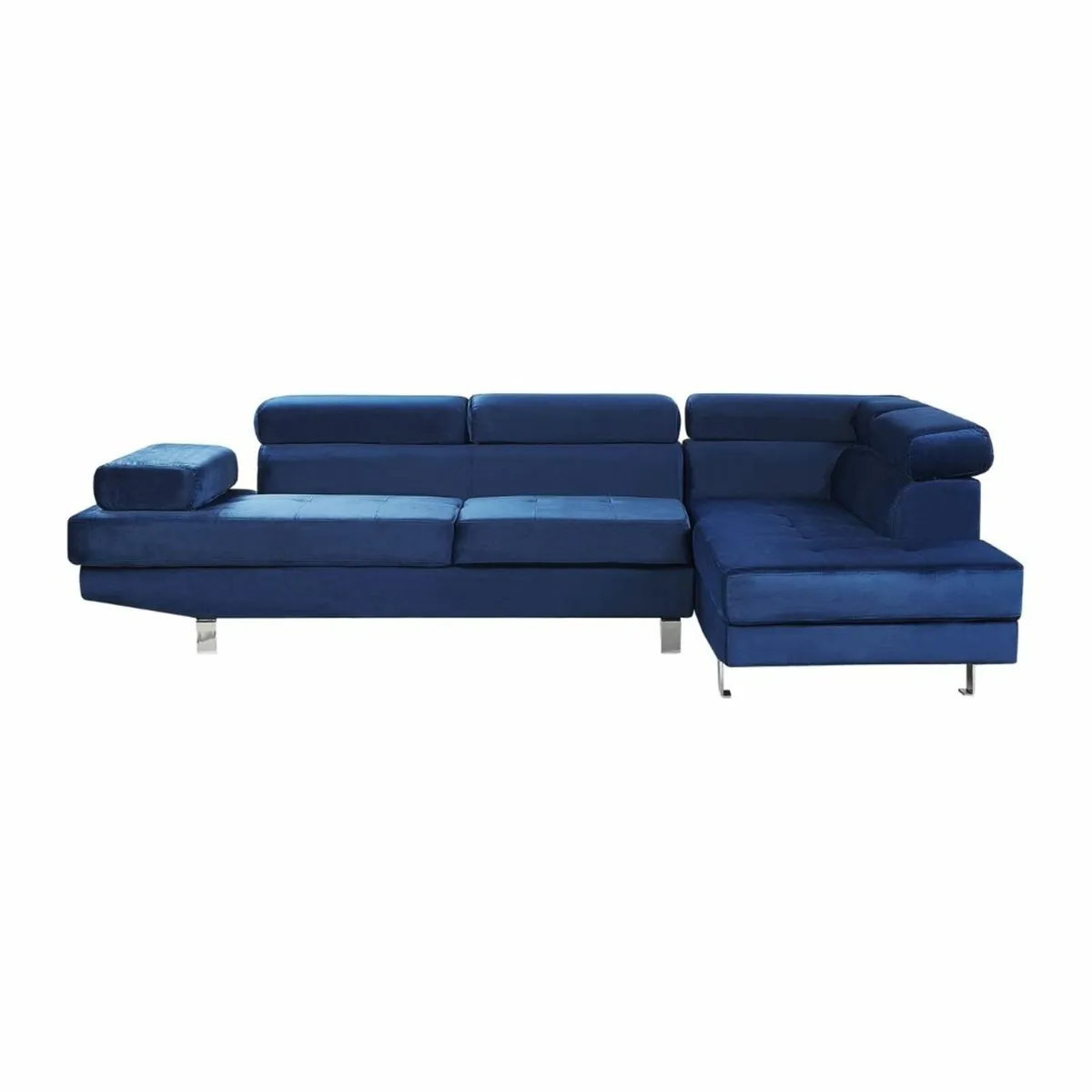 Blue Velvet Corner Chaise Sofa 262cm Free delivery - Image 3