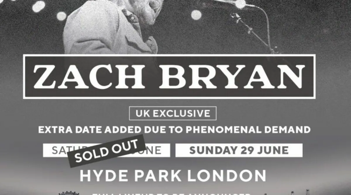 2 x Zach Bryan tickets, Hyde Park London, 29/06/25