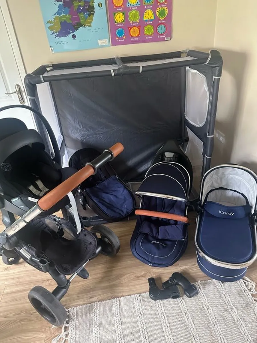 Icandy 4 travel system pushchair, Moses basket, car seat bundle - Image 3