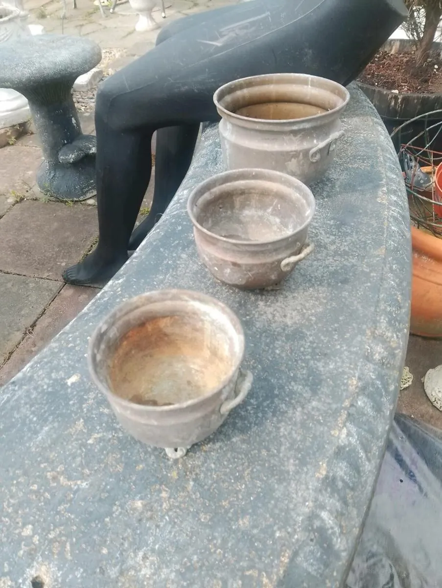 3 brass pots - Image 3