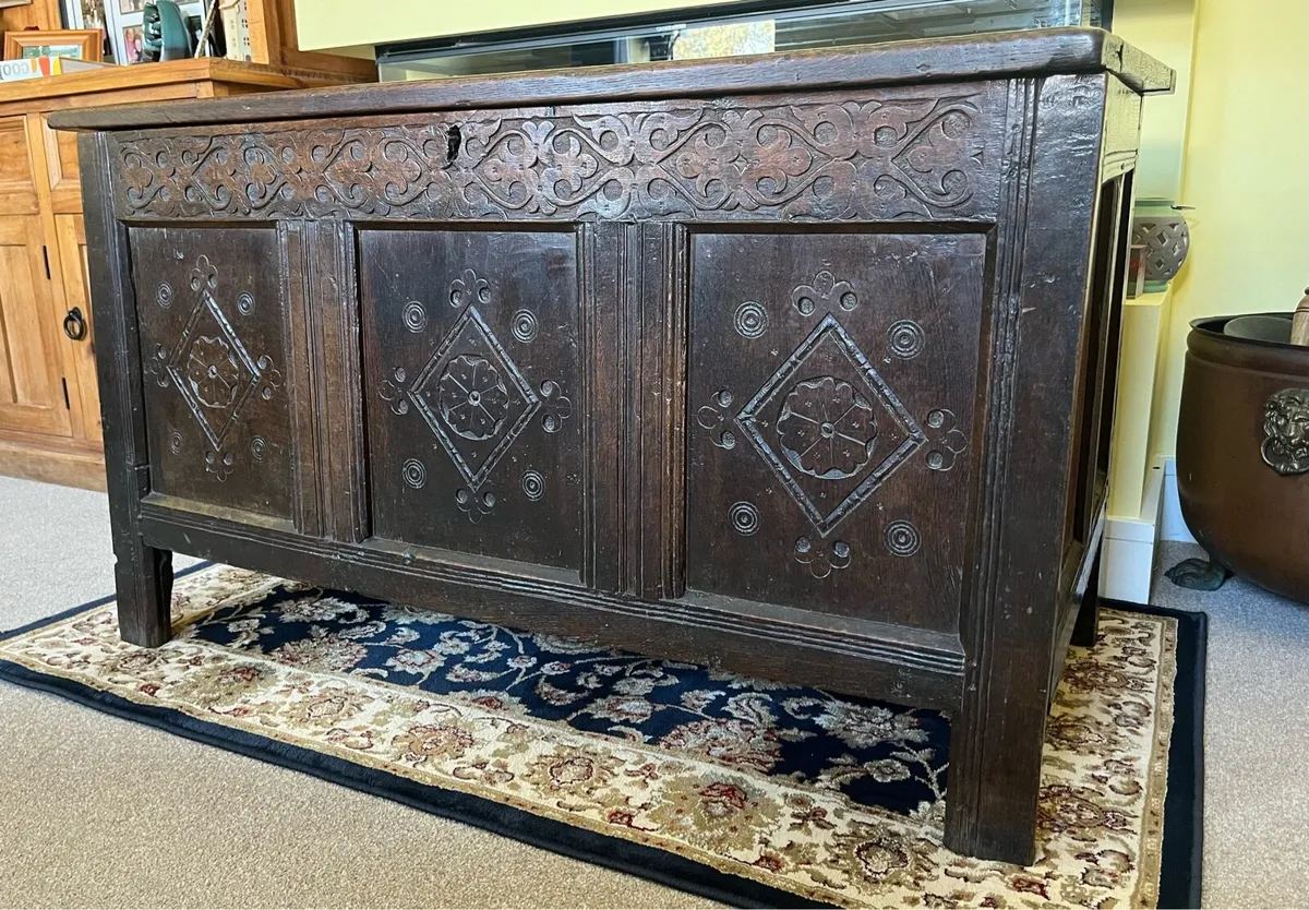 17th Century Oak Jacobean Coffer Chest - Image 1
