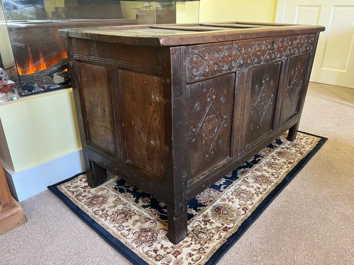 17th Century Oak Jacobean Coffer Chest - Image 2