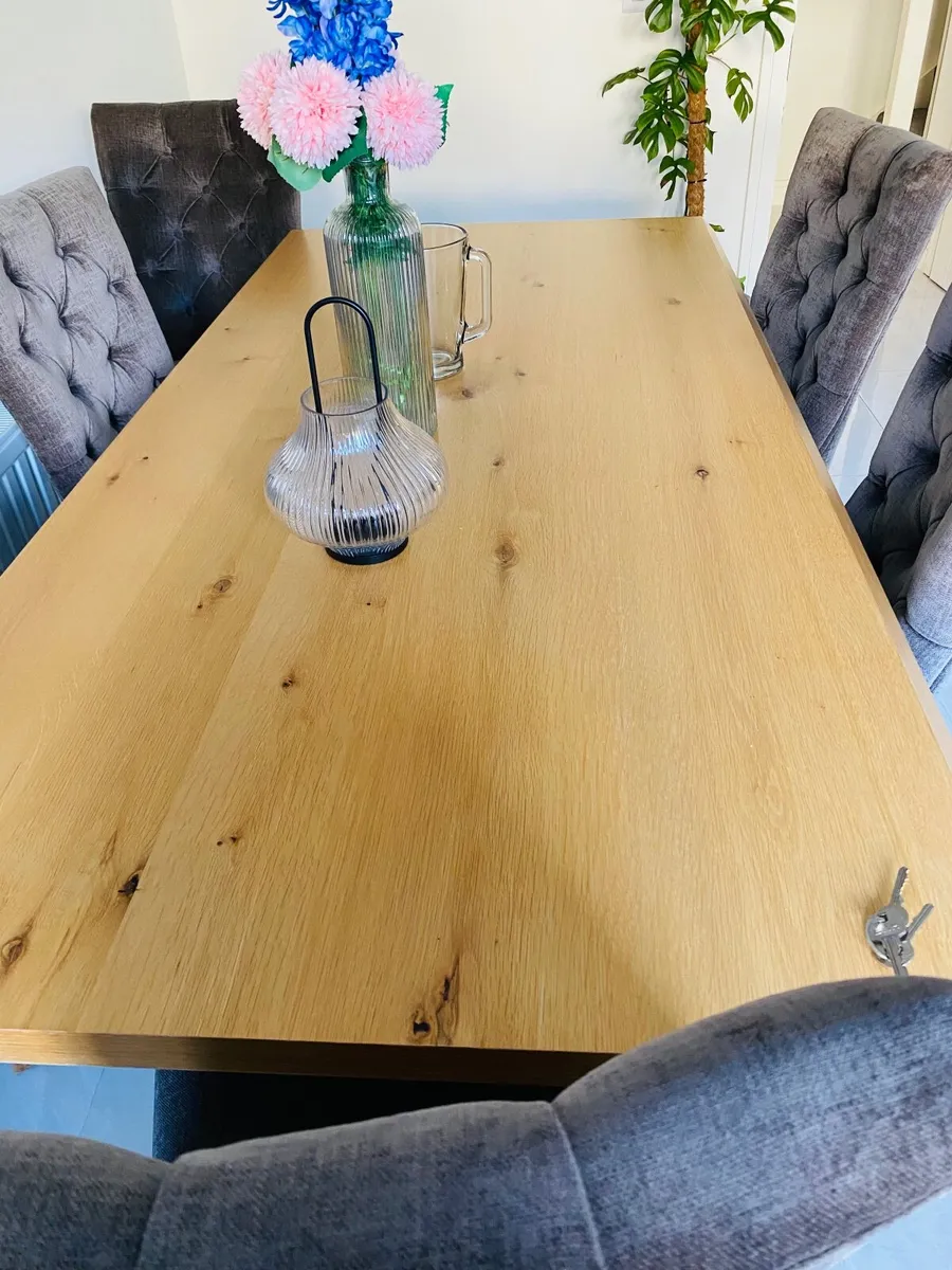 Stunning 200cm Natural Oak Dining Table + 6 Clara - Image 1