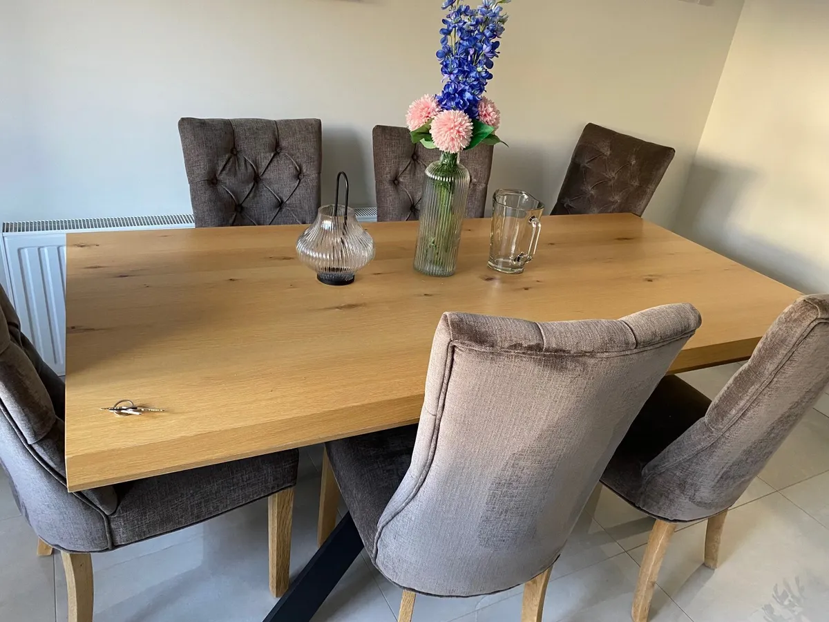 Stunning 200cm Natural Oak Dining Table + 6 Clara - Image 2