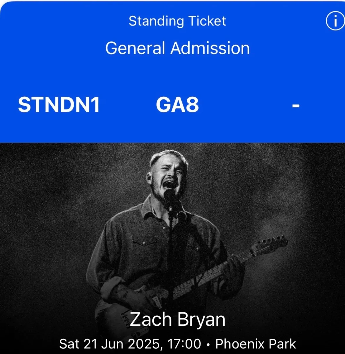 2 x Zach Bryan tickets Sat 21st Jun