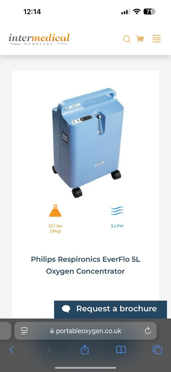 Phillips respironics everflo 5L oxygen concentrato