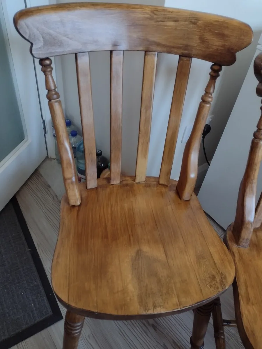 Very heavy solid Oak dining chairs - Image 2