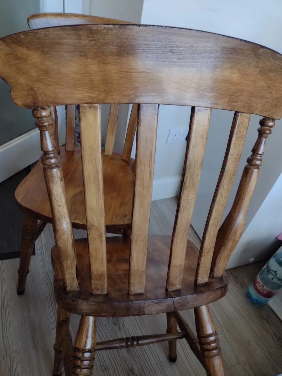 Very heavy solid Oak dining chairs - Image 3