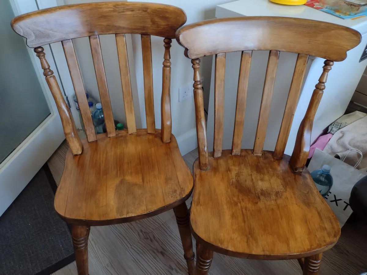 Very heavy solid Oak dining chairs - Image 1
