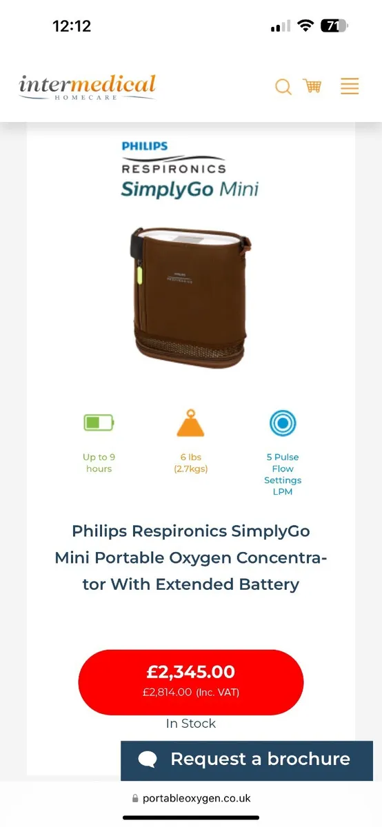 Phillips oxygen concentrator simply go mini