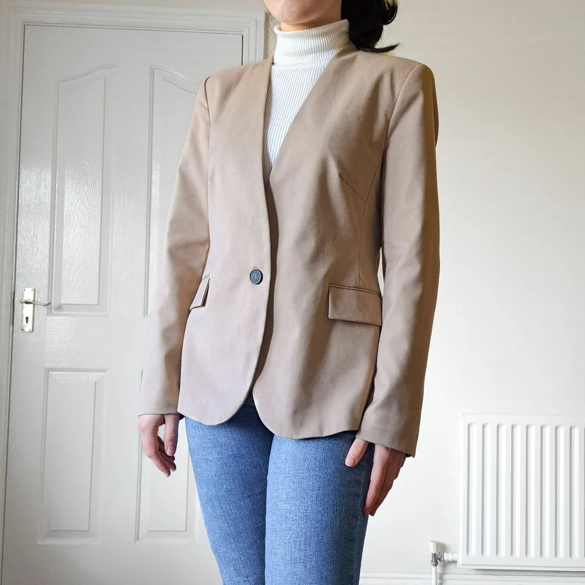 Zara Beige Neutral Brown Tailored Blazer 10UK/38EU - Image 2