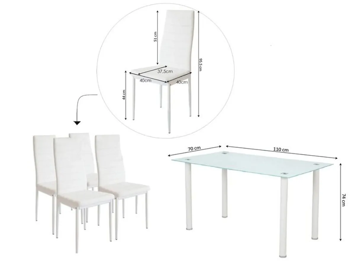 Compact Glass Dining Table Set Seats 4 FREE Delivery - Image 2