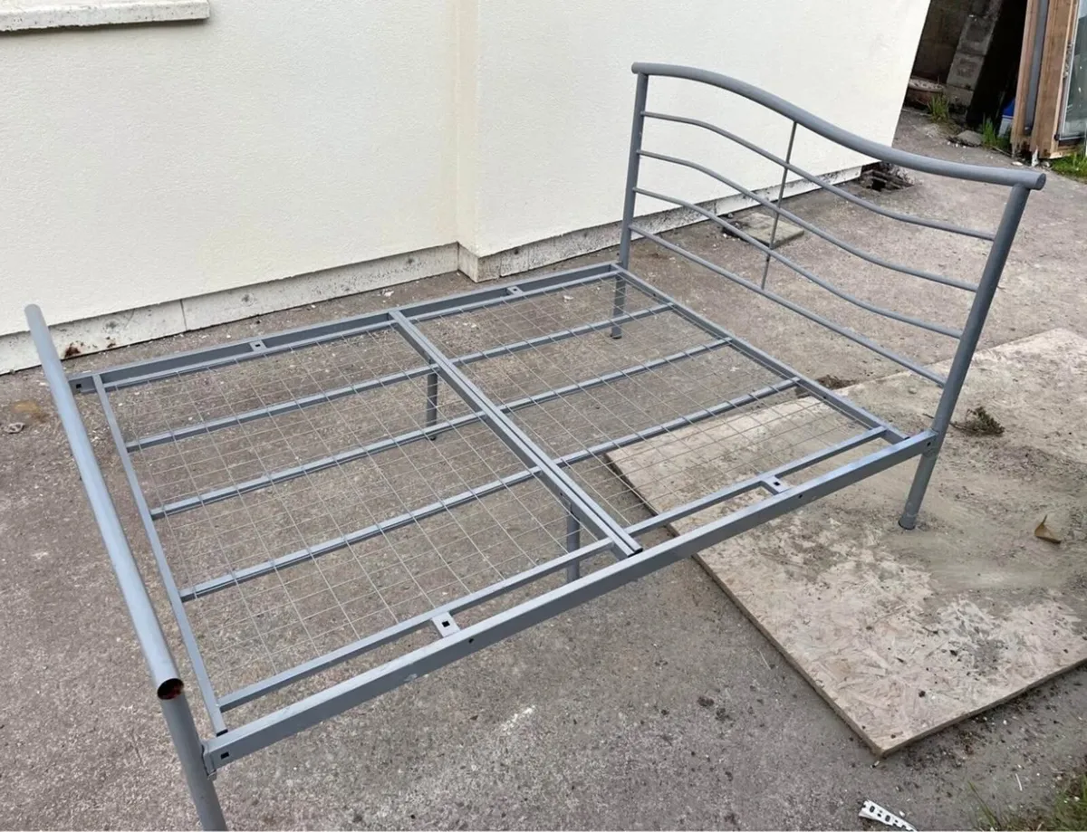 Very Solid Grey Metal 4 Ft 6” Double Bed - Deliver