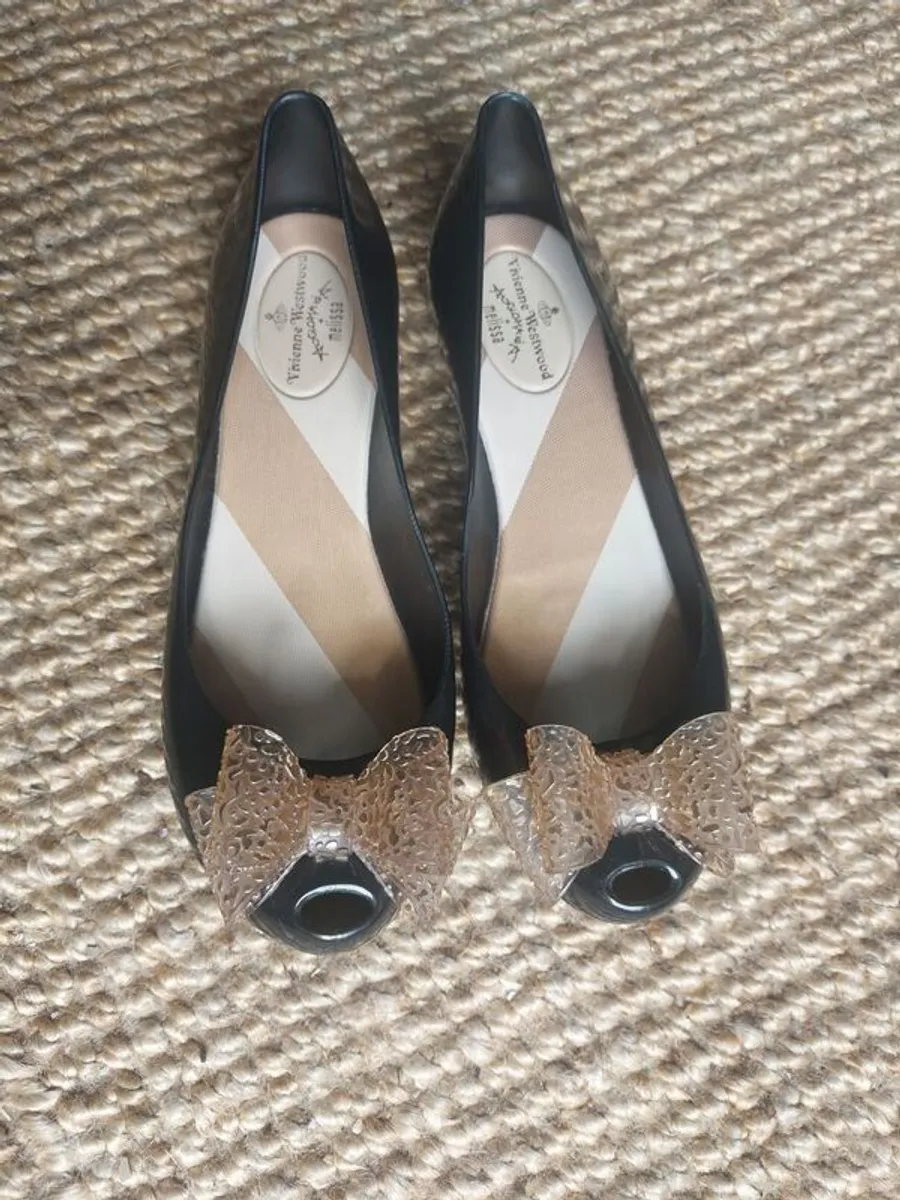 Vivienne Westwood Anglomania + Melissa Black Peep-Toe Shoes Size 39 - Image 1