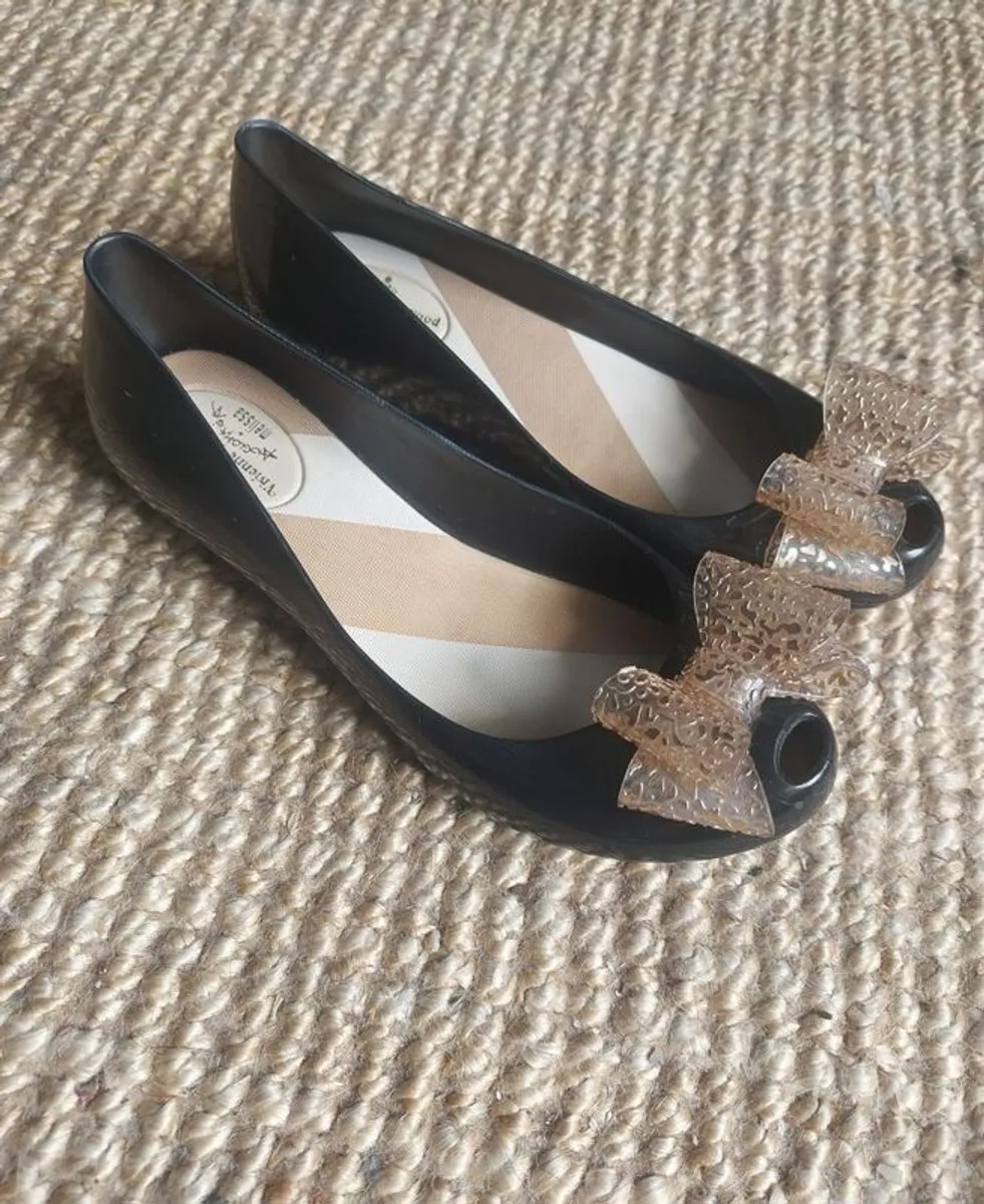 Vivienne Westwood Anglomania + Melissa Black Peep-Toe Shoes Size 39 - Image 2