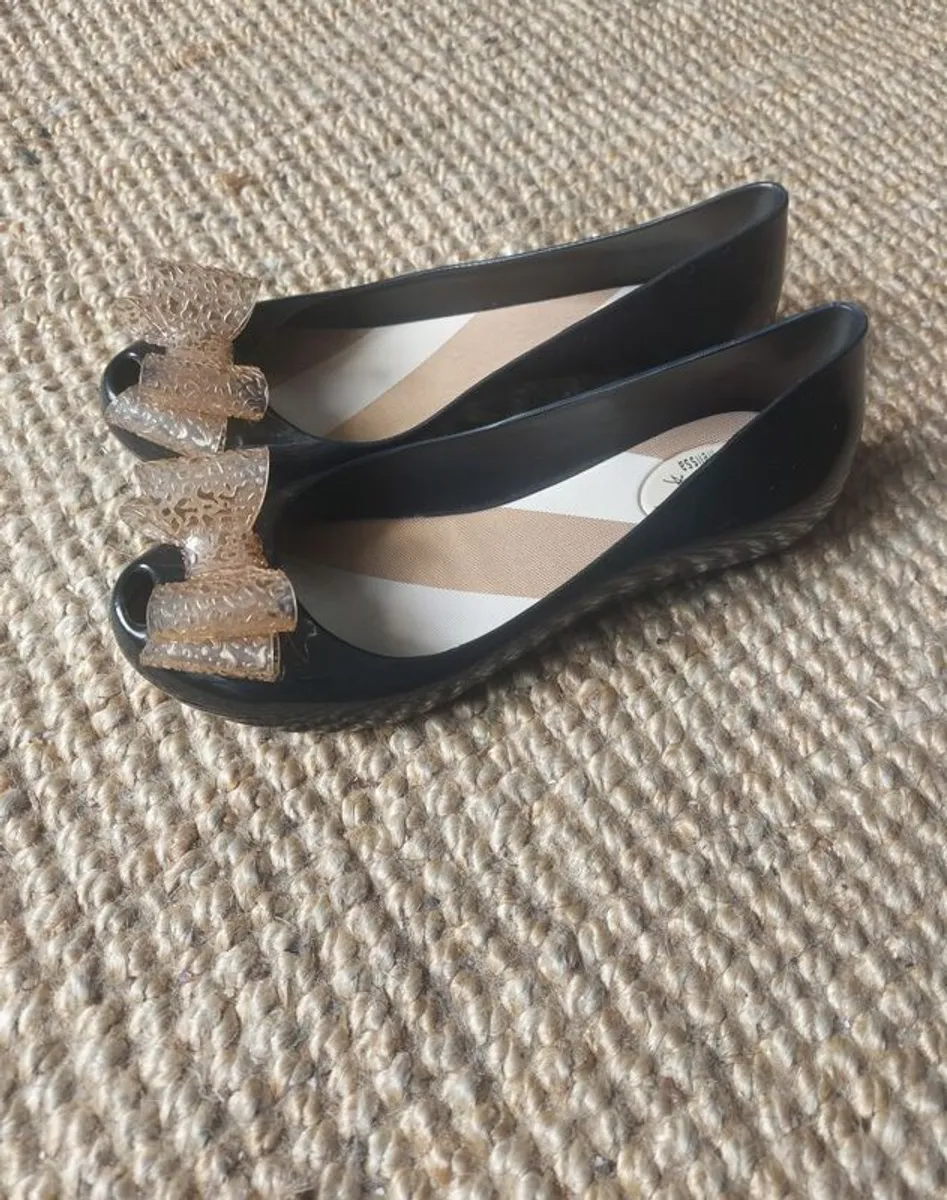 Vivienne Westwood Anglomania + Melissa Black Peep-Toe Shoes Size 39 - Image 3