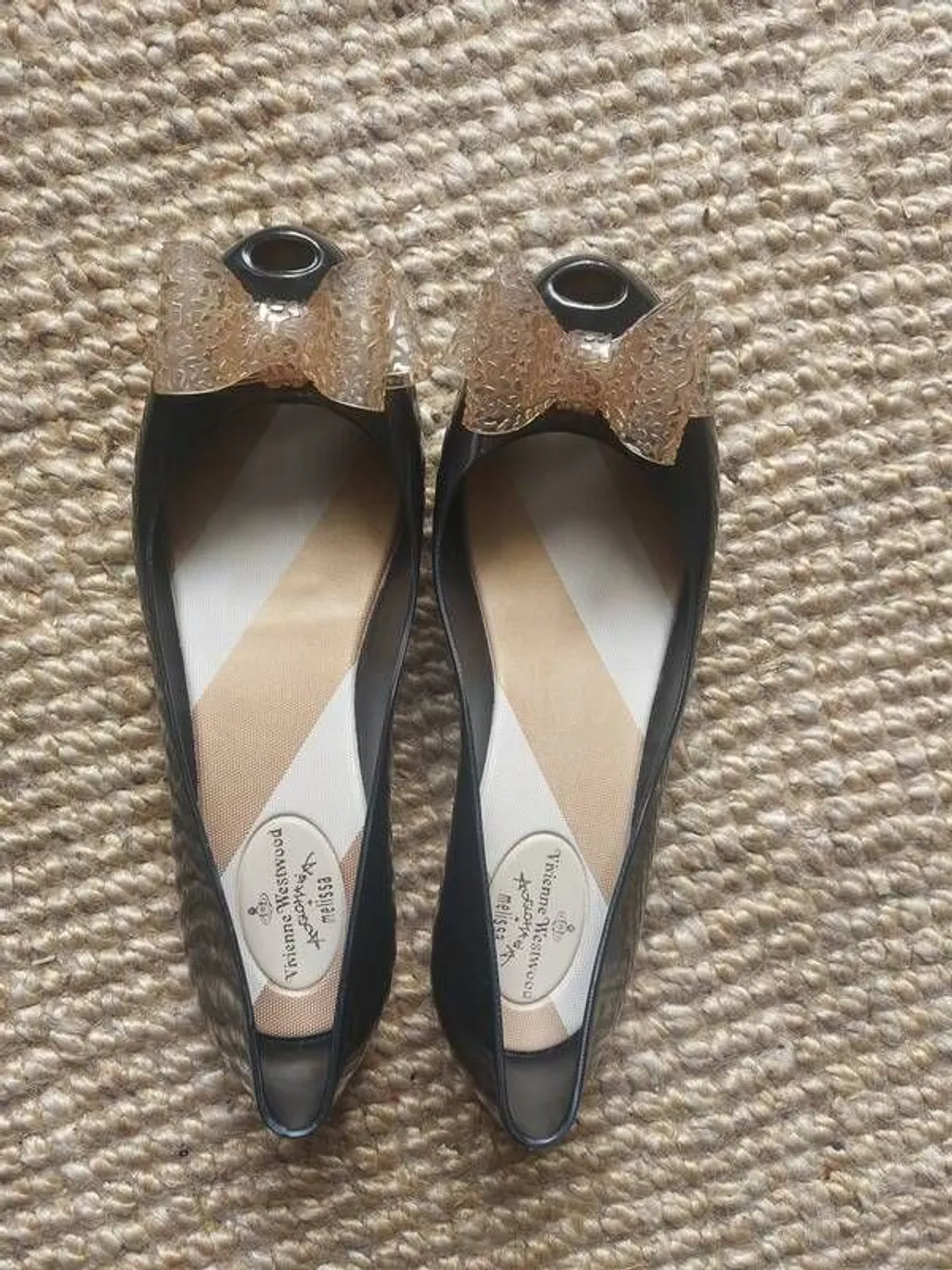Vivienne Westwood Anglomania + Melissa Black Peep-Toe Shoes Size 39 - Image 4