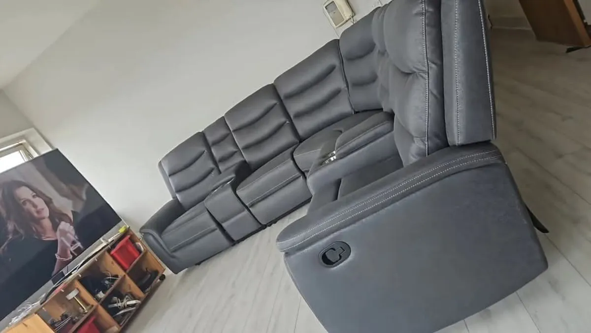 New Grey Micro Fibre Fabric Polly Corner Recliner - Image 2
