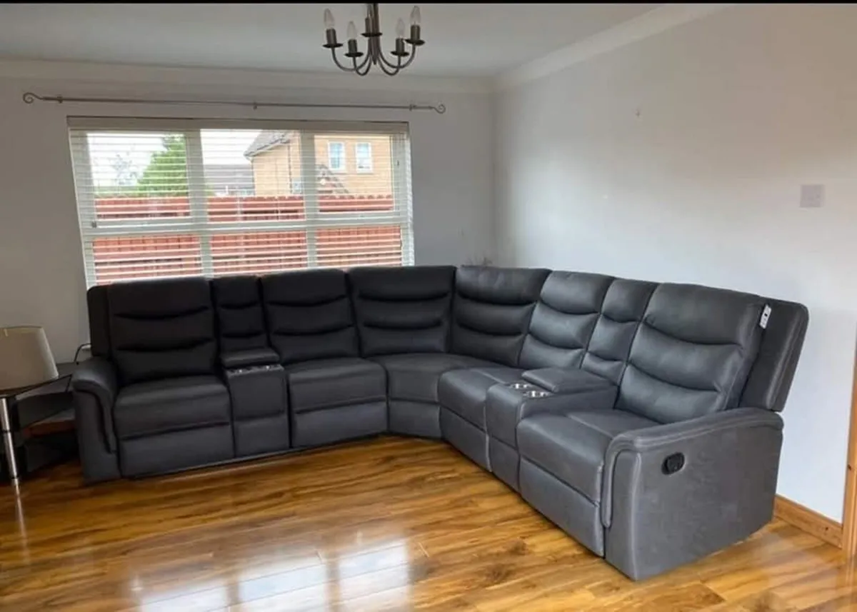New Grey Micro Fibre Fabric Polly Corner Recliner - Image 3