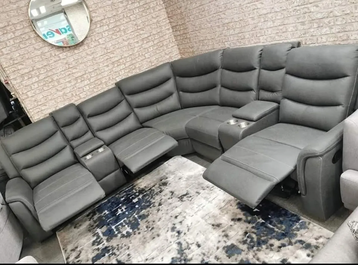 New Grey Micro Fibre Fabric Polly Corner Recliner - Image 4