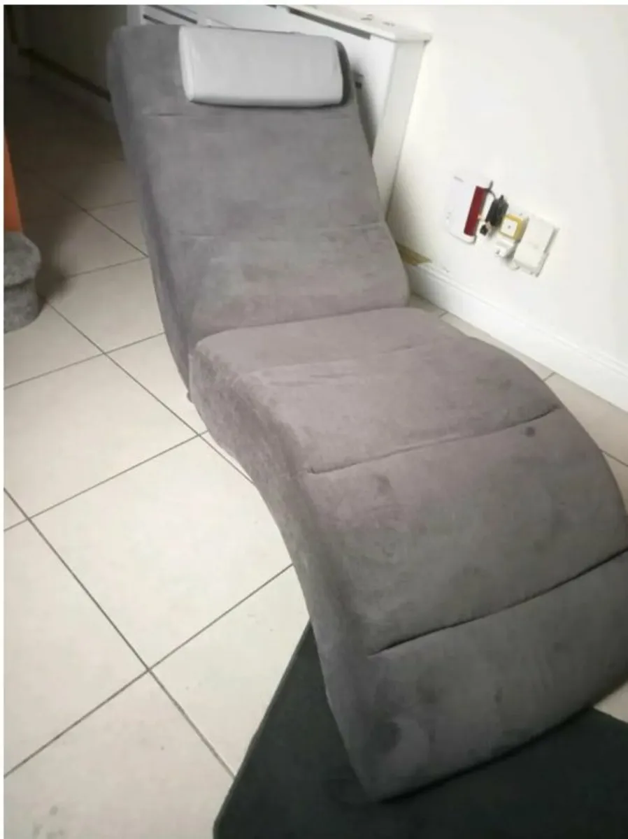 Grey Fabric Chaise Long Lounger with headrest - Image 1