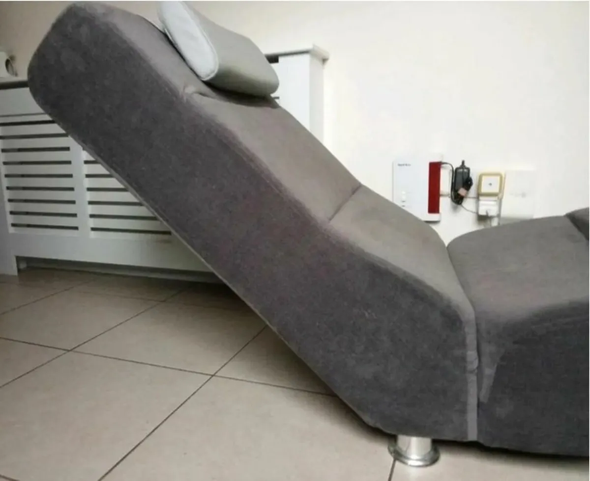 Grey Fabric Chaise Long Lounger with headrest - Image 2