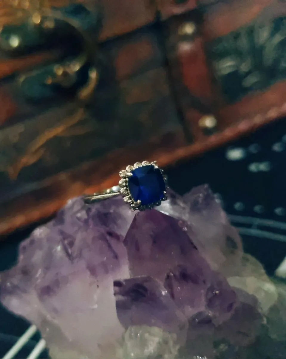 Silver Ring with Blue Sapphire - Image 1