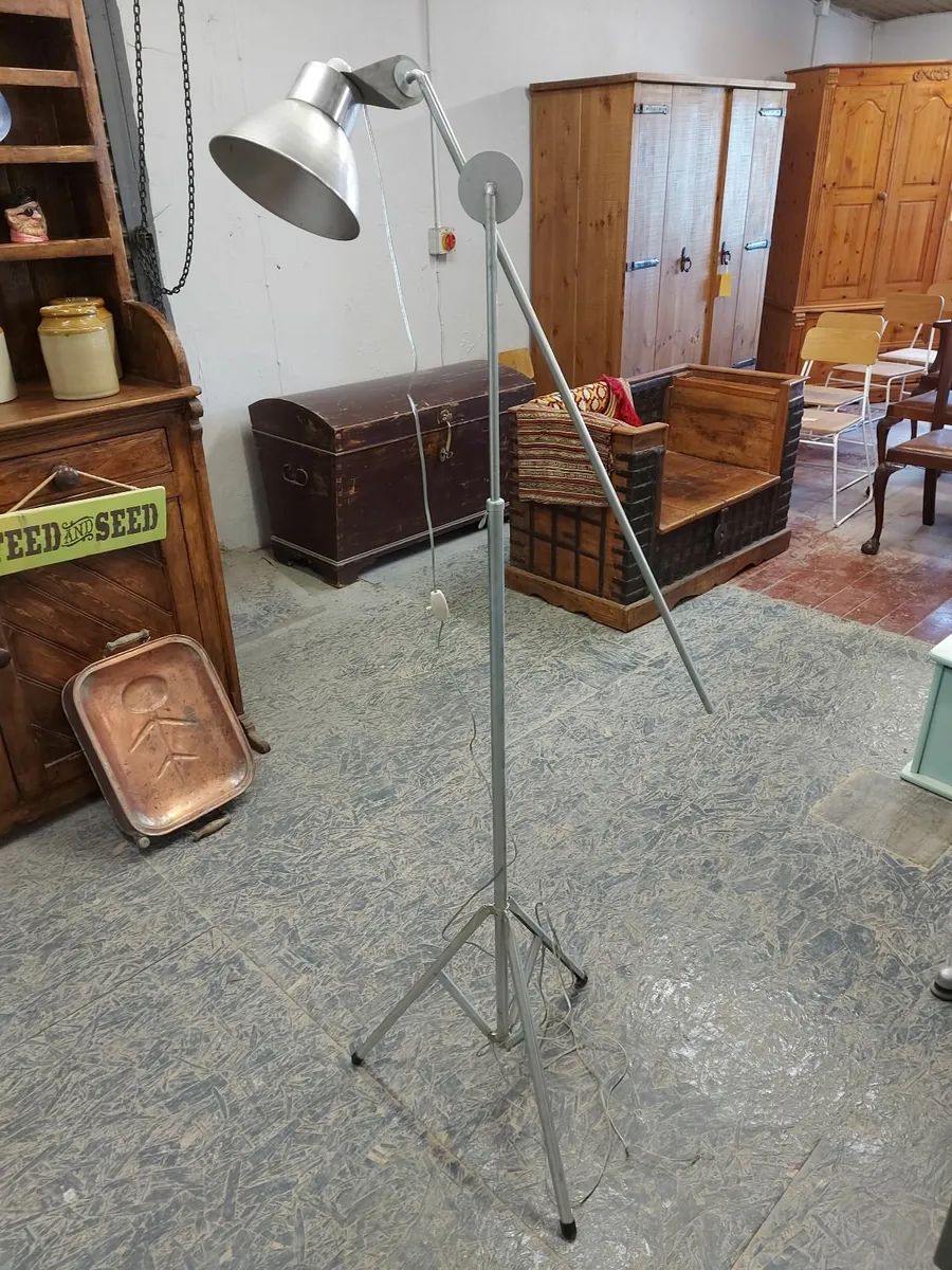 1950s industrial alloy base floor lamp - Image 1