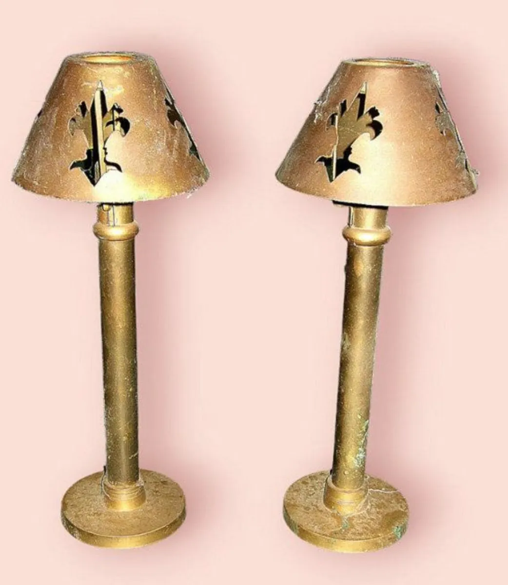 Pair Harrods Vintage Candle Lamps - Image 2