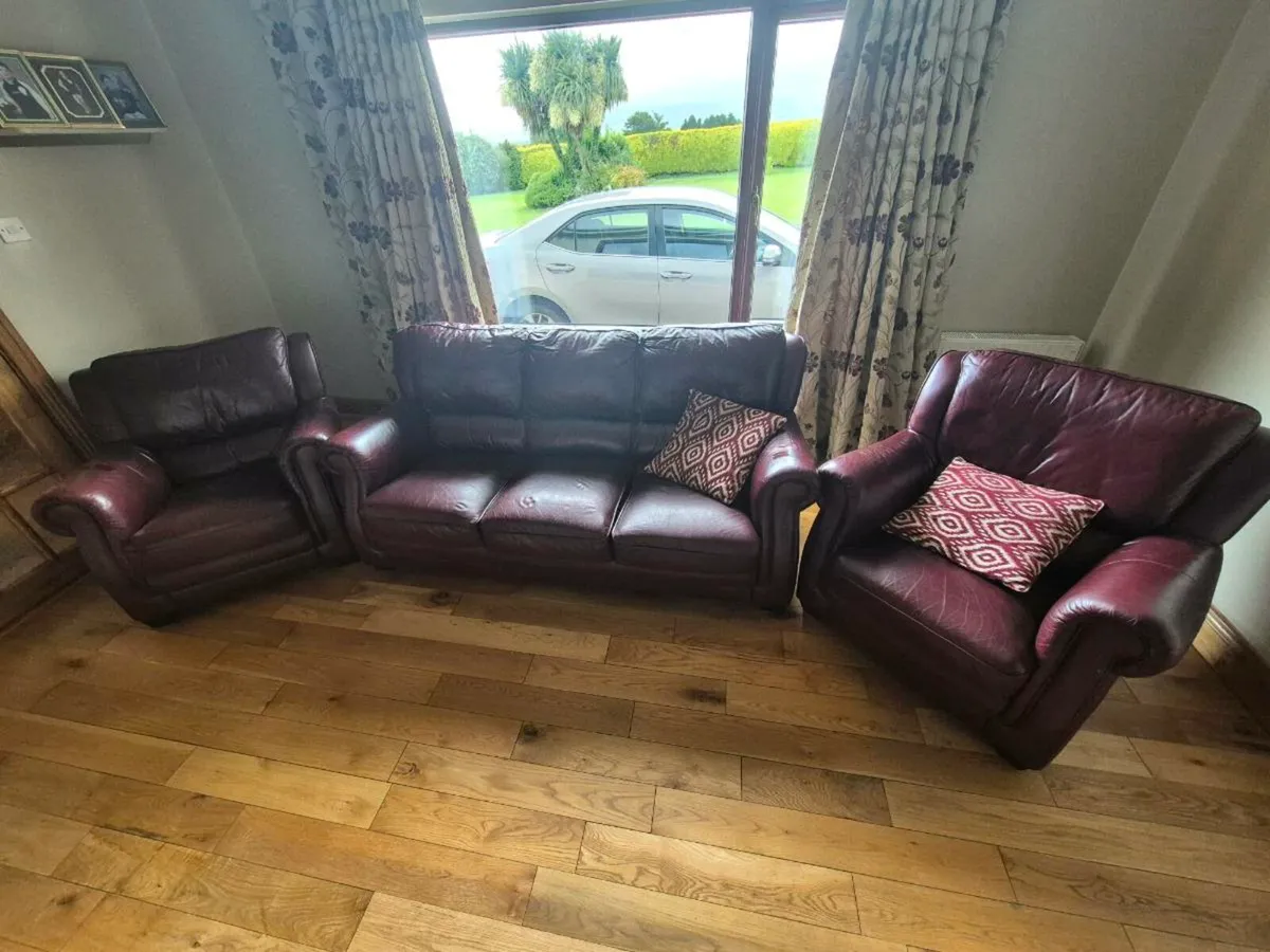 Leather Couchers (3 seater + 2 single seaters) - Image 1