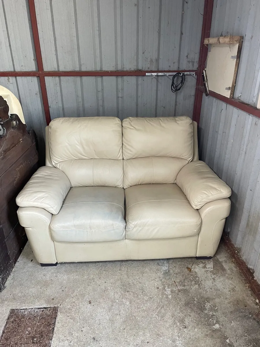 Leather sofa bed and 2 seater couch - Image 2
