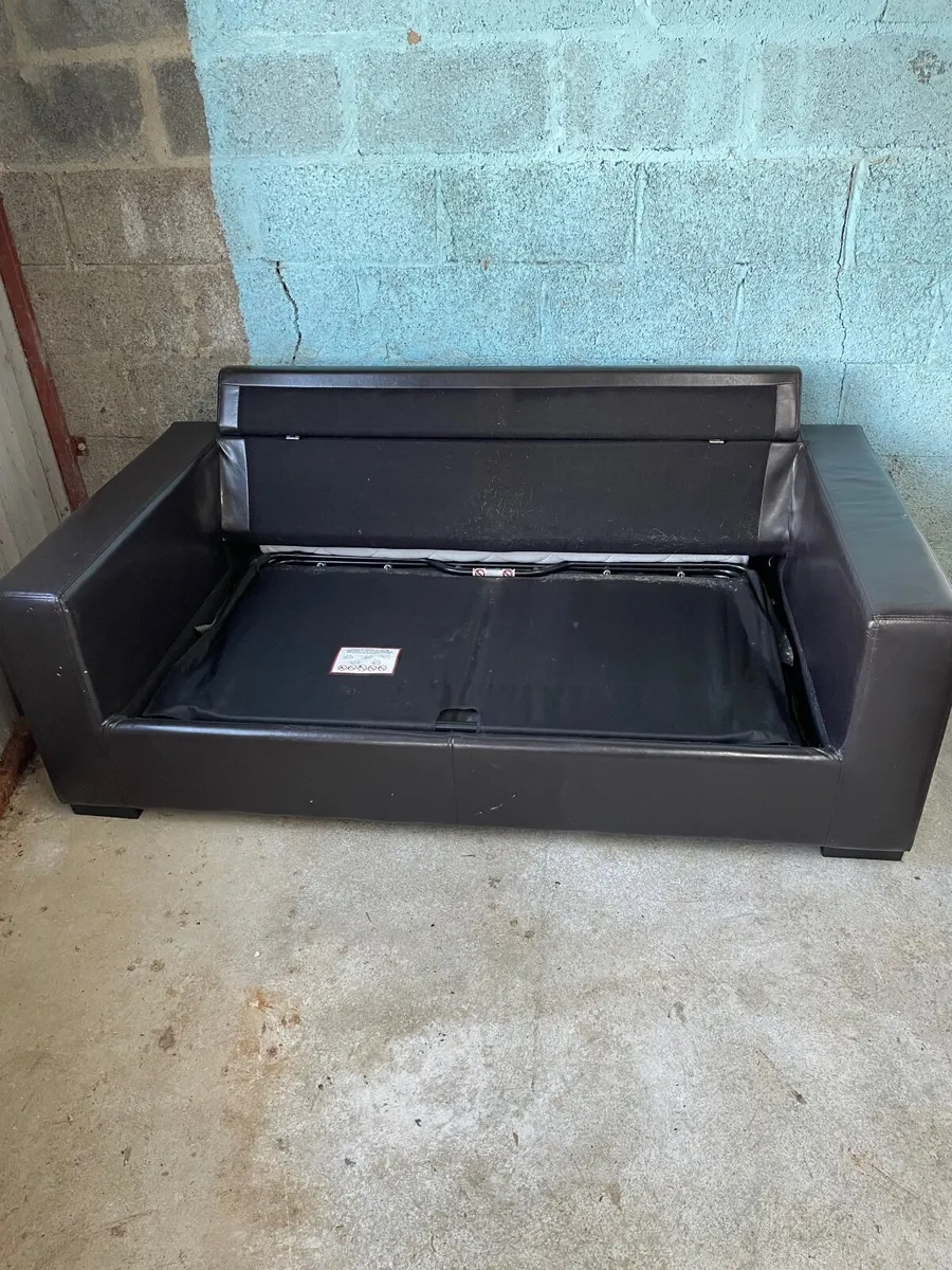 Leather sofa bed and 2 seater couch - Image 3