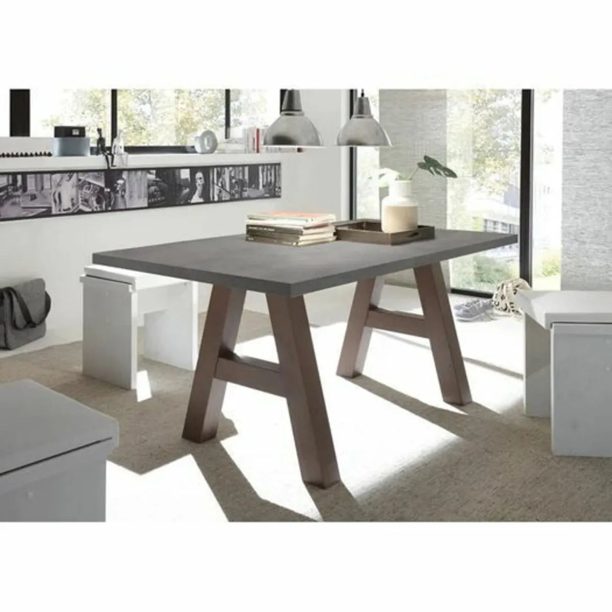 Dark grey top dining table - Image 2