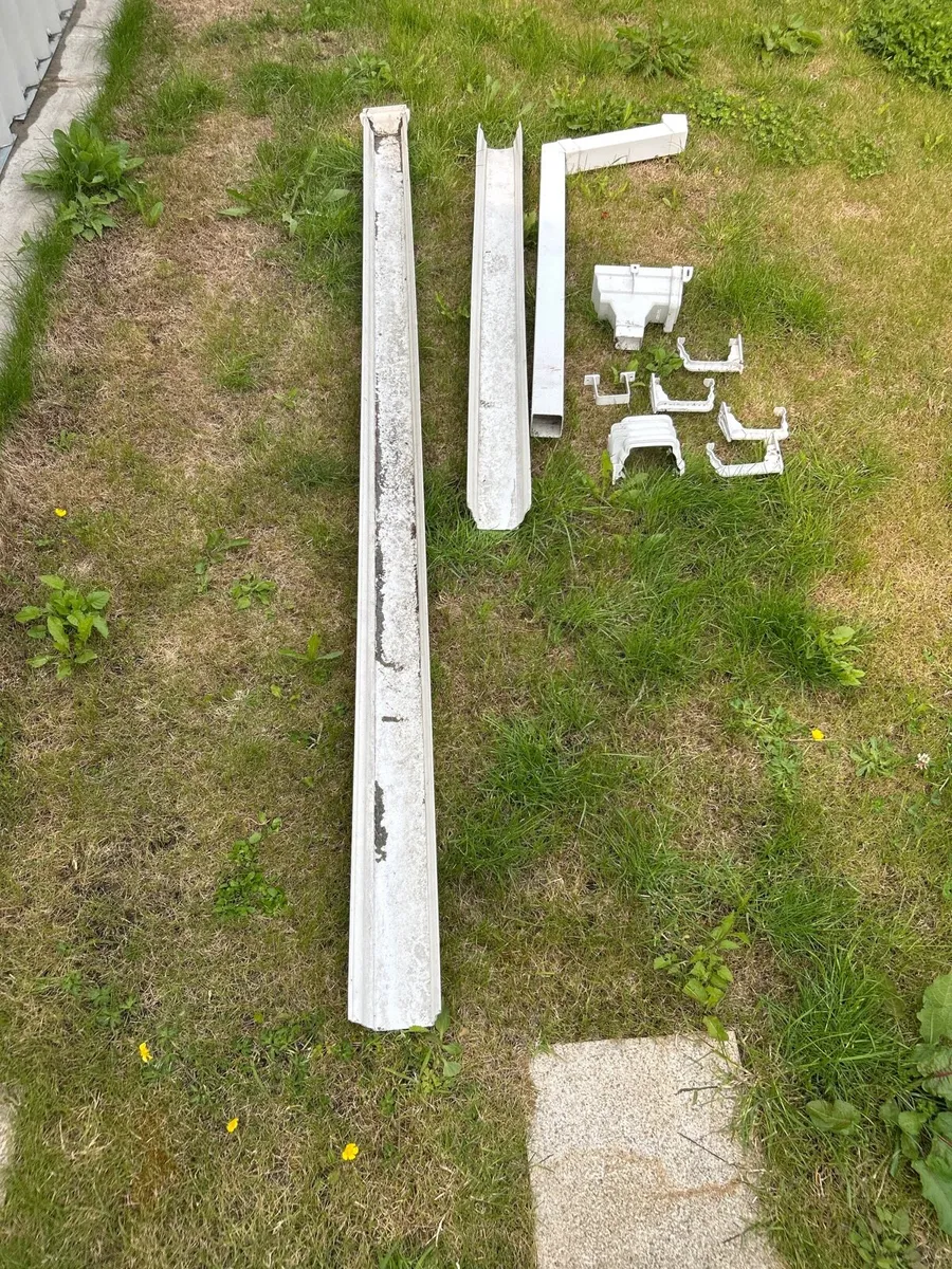 White PVC gutter and downpipe with fittings - Image 2