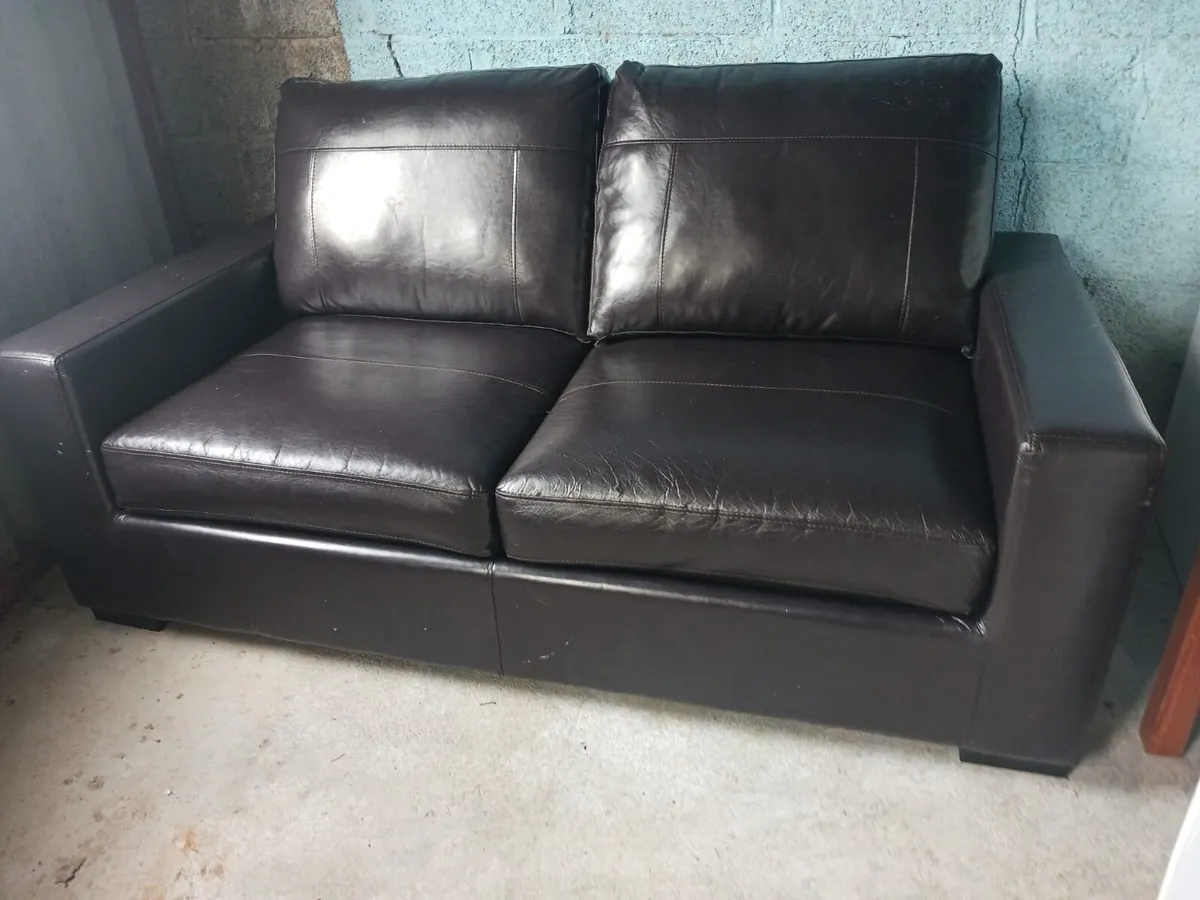 Leather sofa bed and 2 seater couch - Image 4