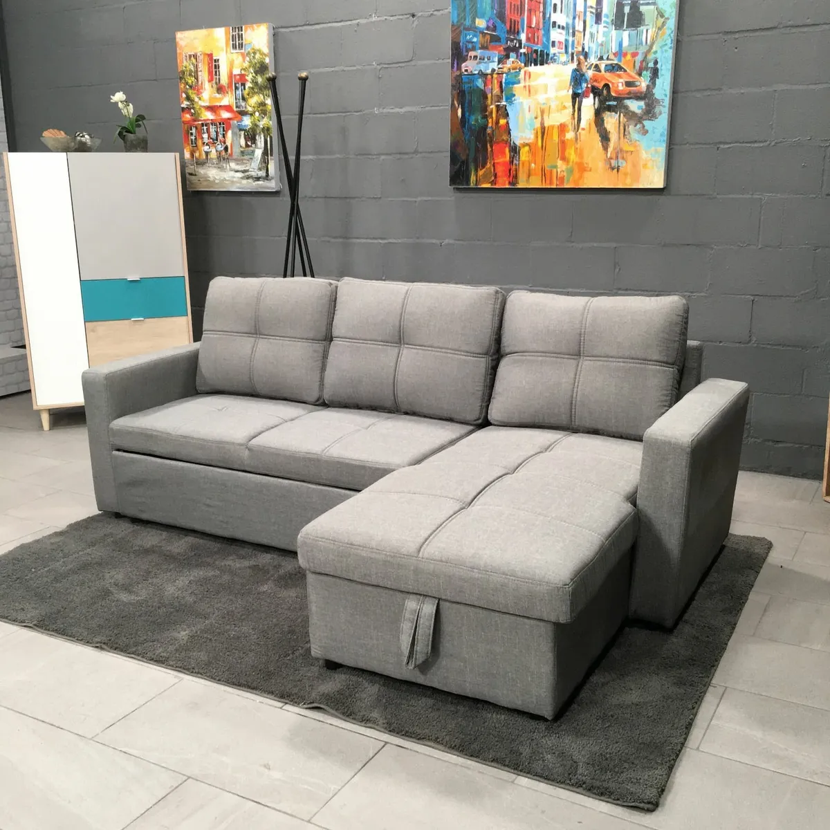Light grey sofa with Storage Free delivery - Image 2