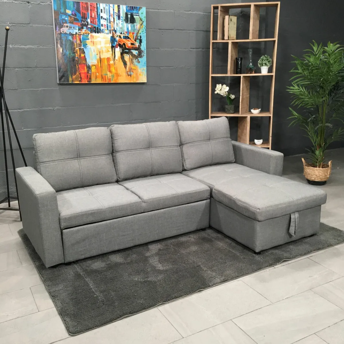 Light grey sofa with Storage Free delivery - Image 4