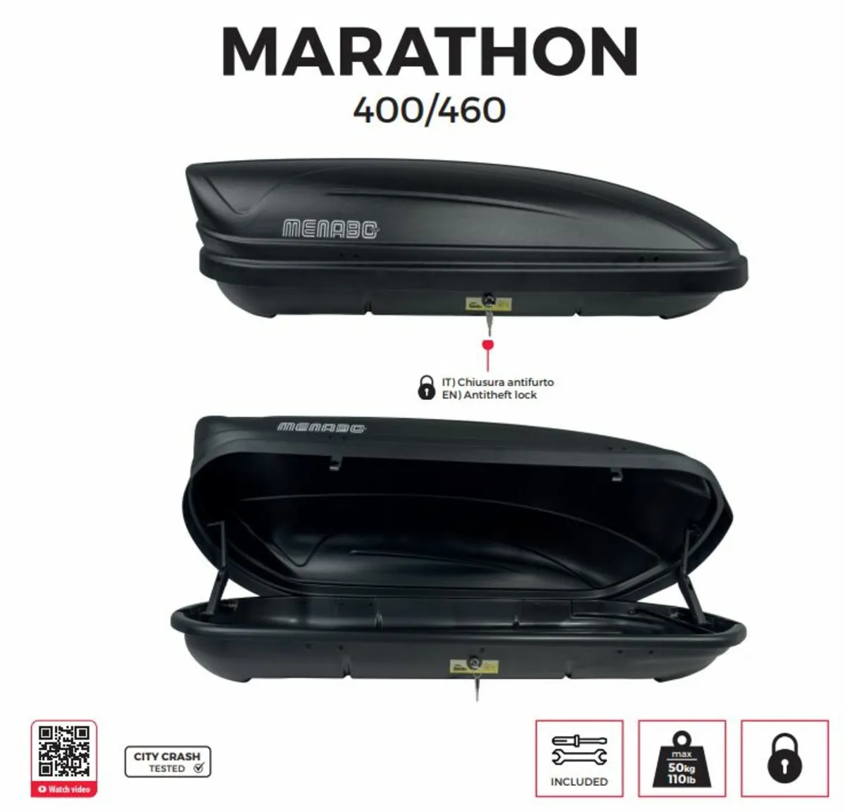 Menabo Marathon 400lt  Roof Boxes. Free Delivery - Image 1