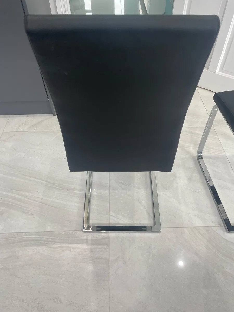 6 modern black leather kitchen chairs(chrome legs) - Image 2