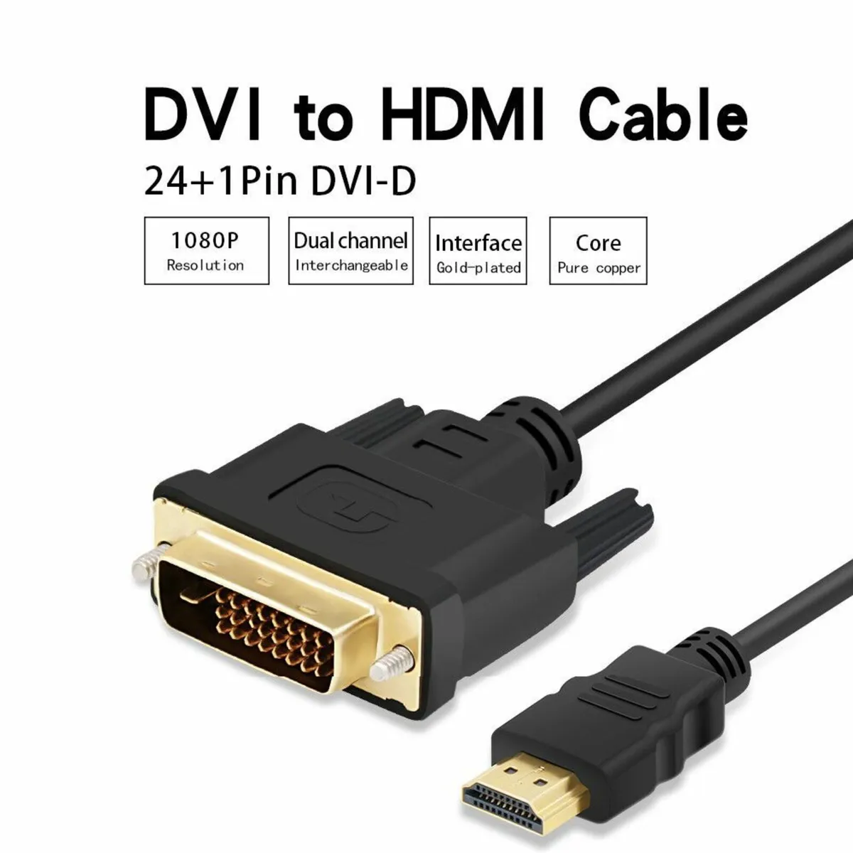 DVI to HDMI Cable Lead 25 Pin Dual Link - Image 1