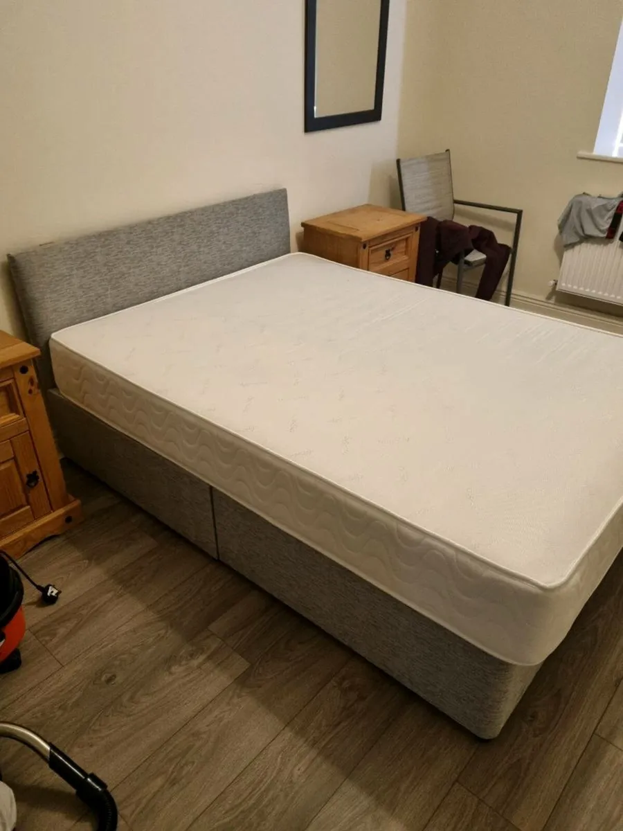 Divan double bed set with orthopaedic mattress - Image 1