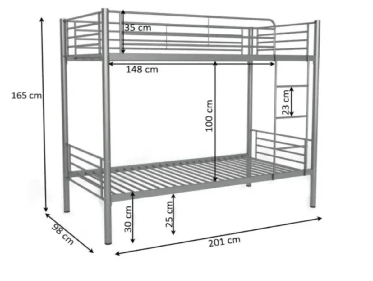 White metal single Bunkbeds - Image 2