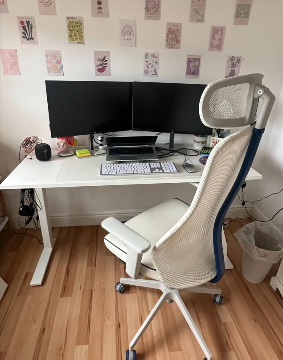 IKEA desk and chair and footrest - Image 1