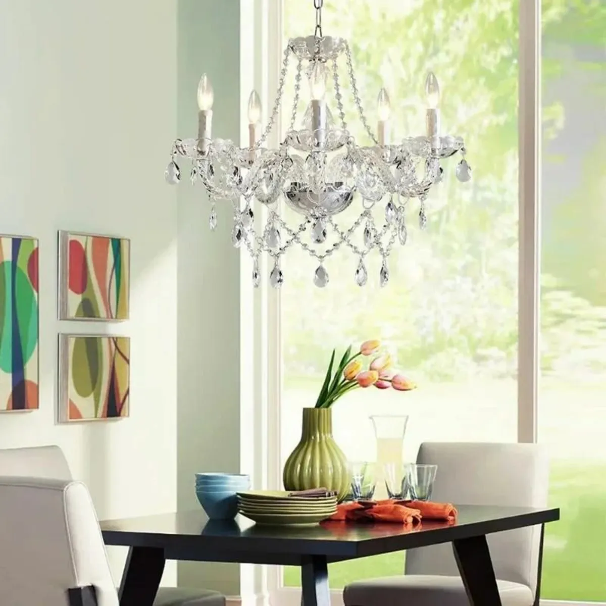 Modern 5-Light Clear Crystal Chandelier Design - Image 2