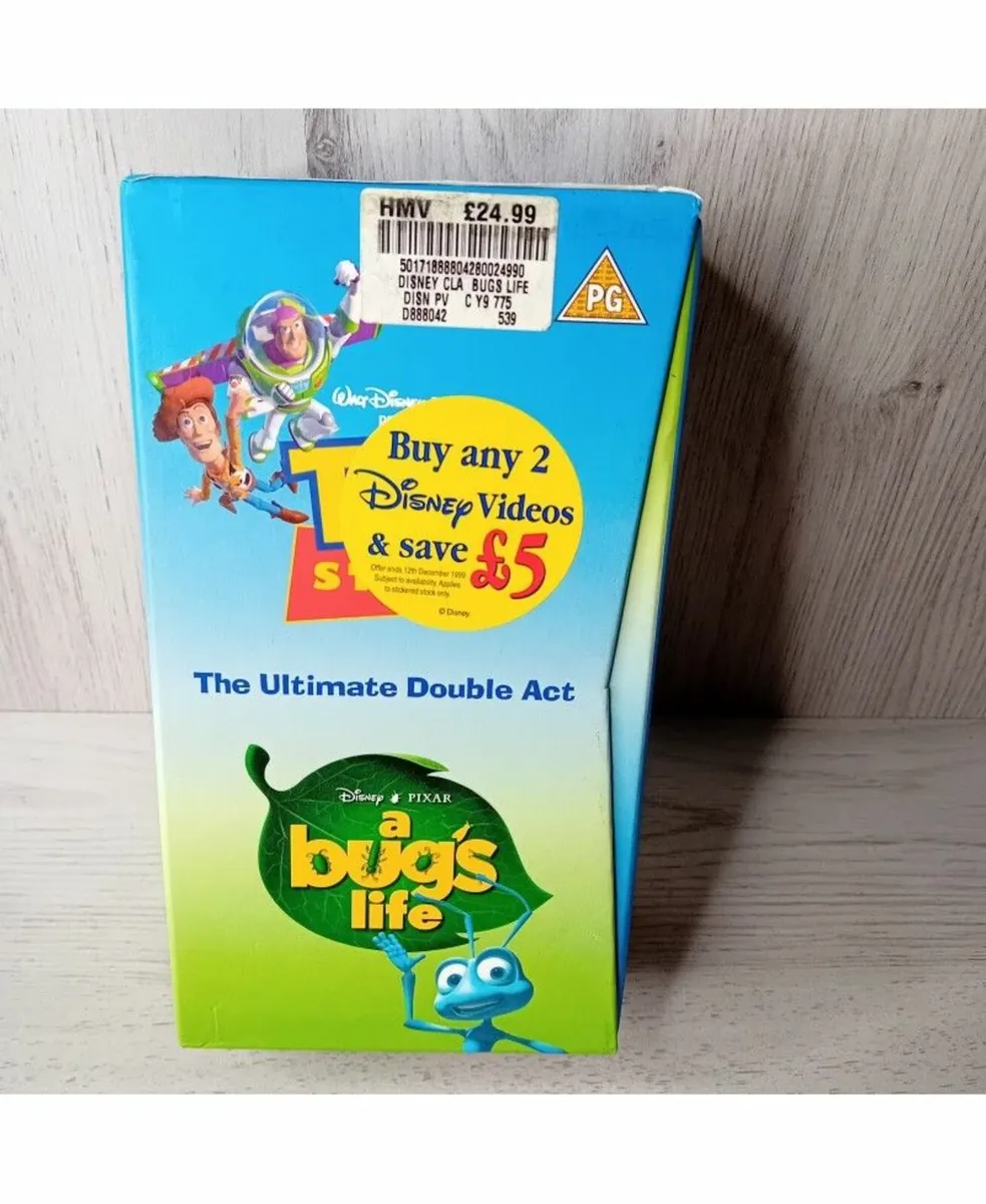 TOY STORY & A BUGS LIFE DOUBLE ACT VHS TAPE - RARE