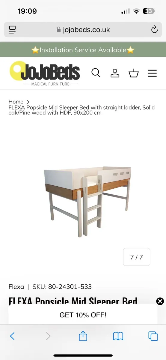 Flexa popsicle mid sleeper bed /single bed - Image 3