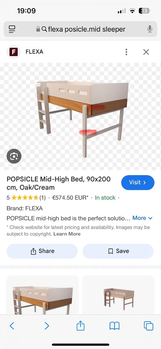 Flexa popsicle mid sleeper bed /single bed - Image 4