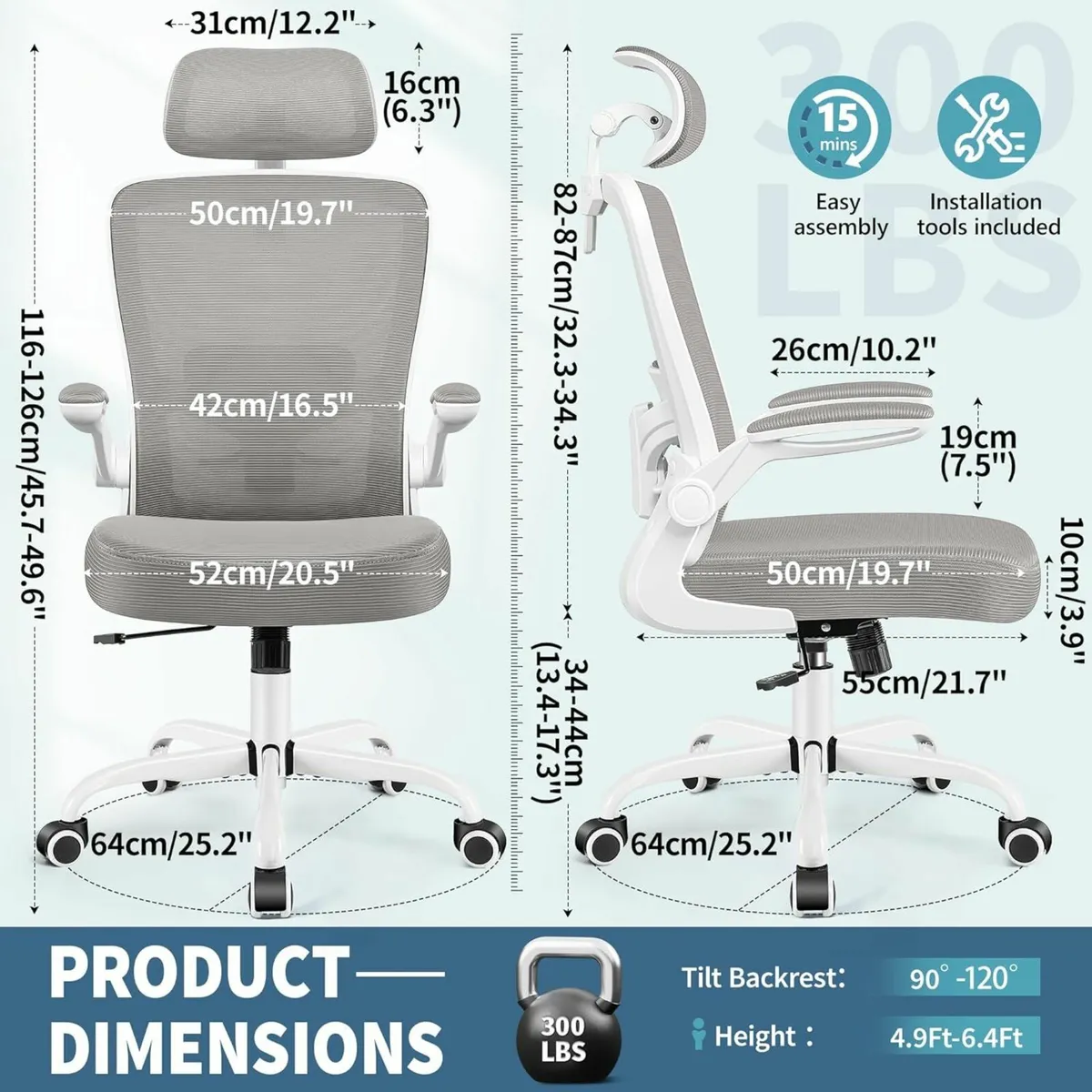 Ergonomic Office Chair, Headrest Desk Gaming Chair - Image 2