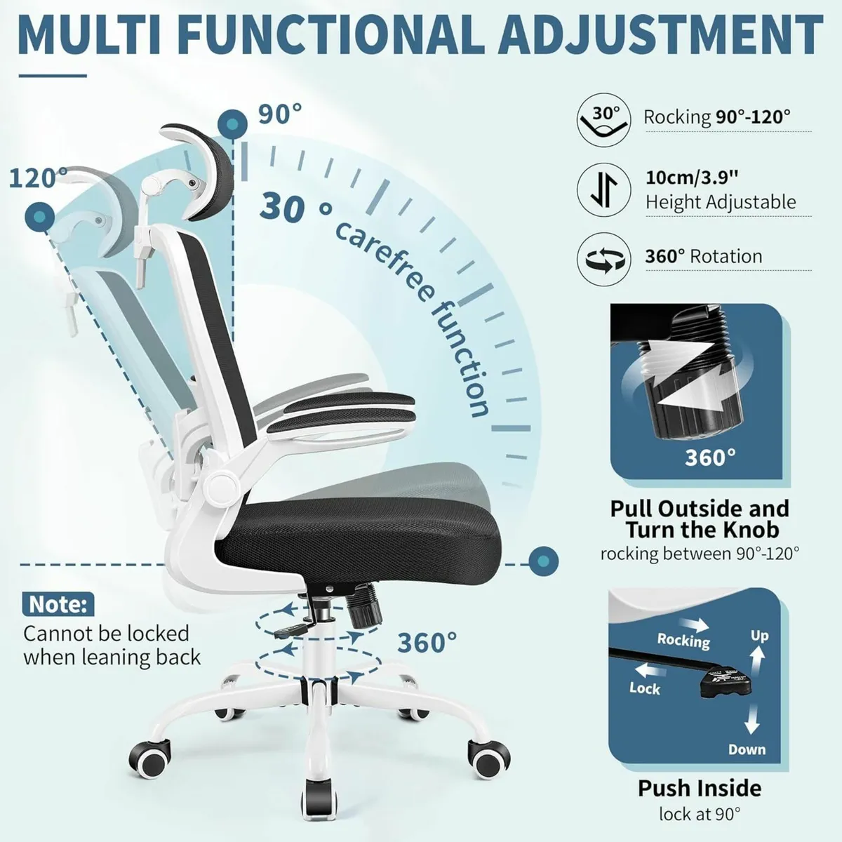 Ergonomic Office Chair Headrest Gaming Chair White - Image 4