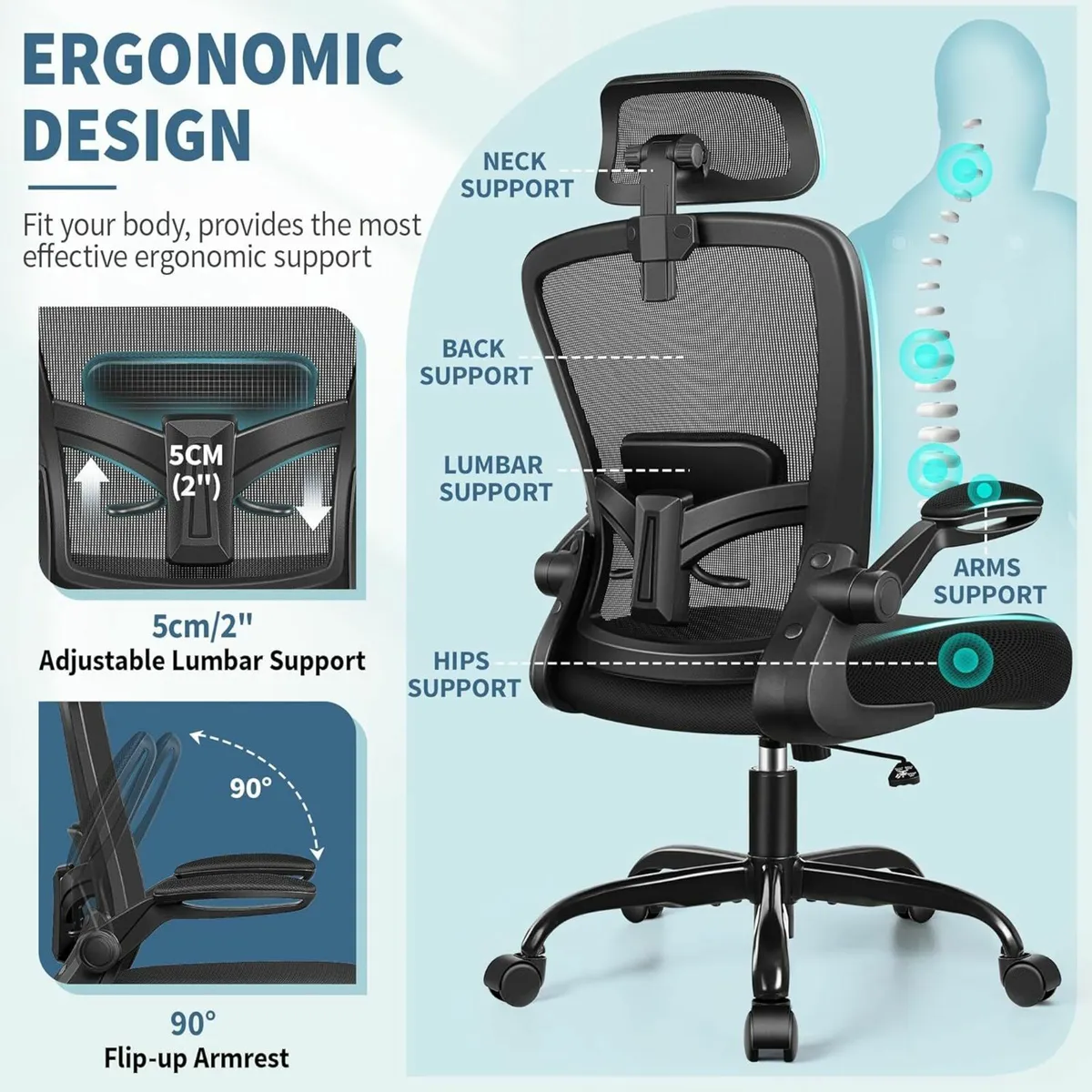 Ergonomic Office Chair, Headrest Gaming Chair - Image 2